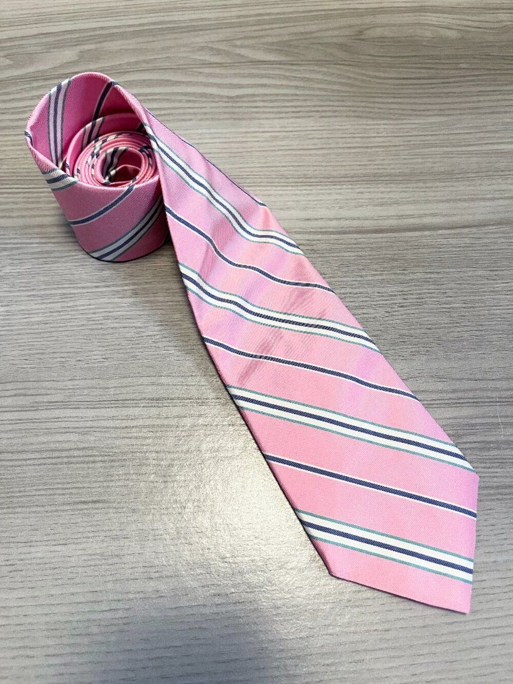Brooks Brothers 100% Silk Pink Striped Tie Made in USA NWT
